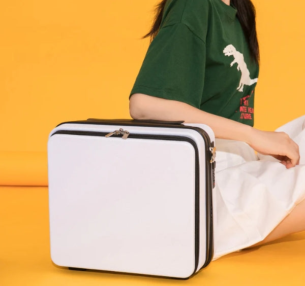 Mini 16-inch password box storage box, front-opening portable suitcase, cosmetic case that can be hung with a large box