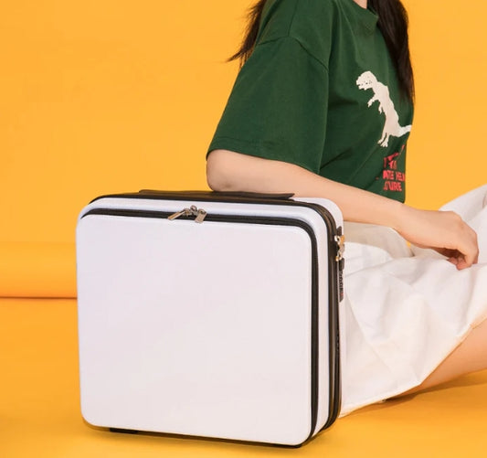 Mini 16-inch password box storage box, front-opening portable suitcase, cosmetic case that can be hung with a large box