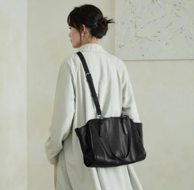 Vegetable tanned first-layer cowhide ingot bowling bag portable crossbody bag retro genuine leather large-capacity commuter bag for women