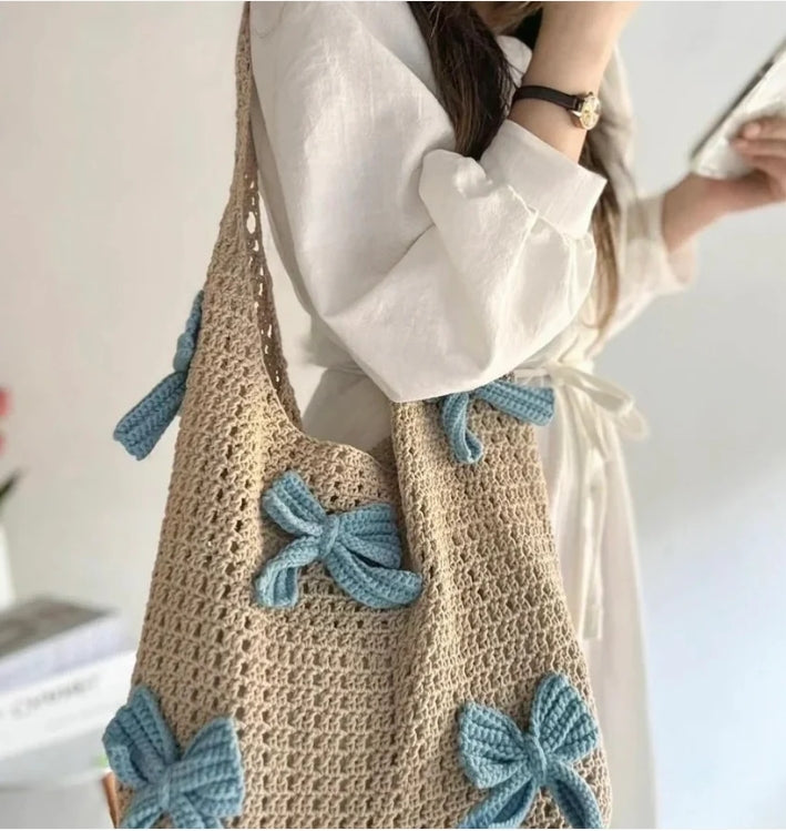 【$149.99 Crochet bow hobo bag】