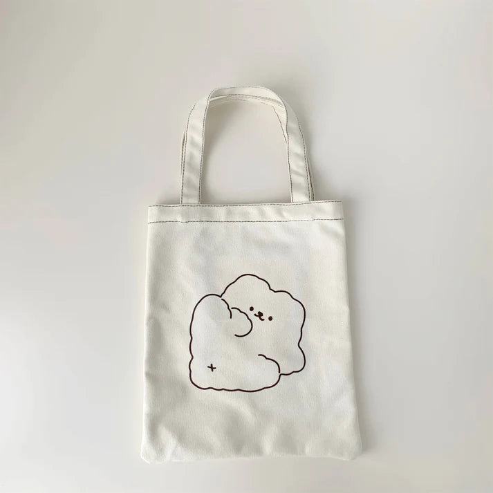 Canvas Bear Handbag Cute Cotton Storage Shoulder Bag Simple Student Canvas Small Bag